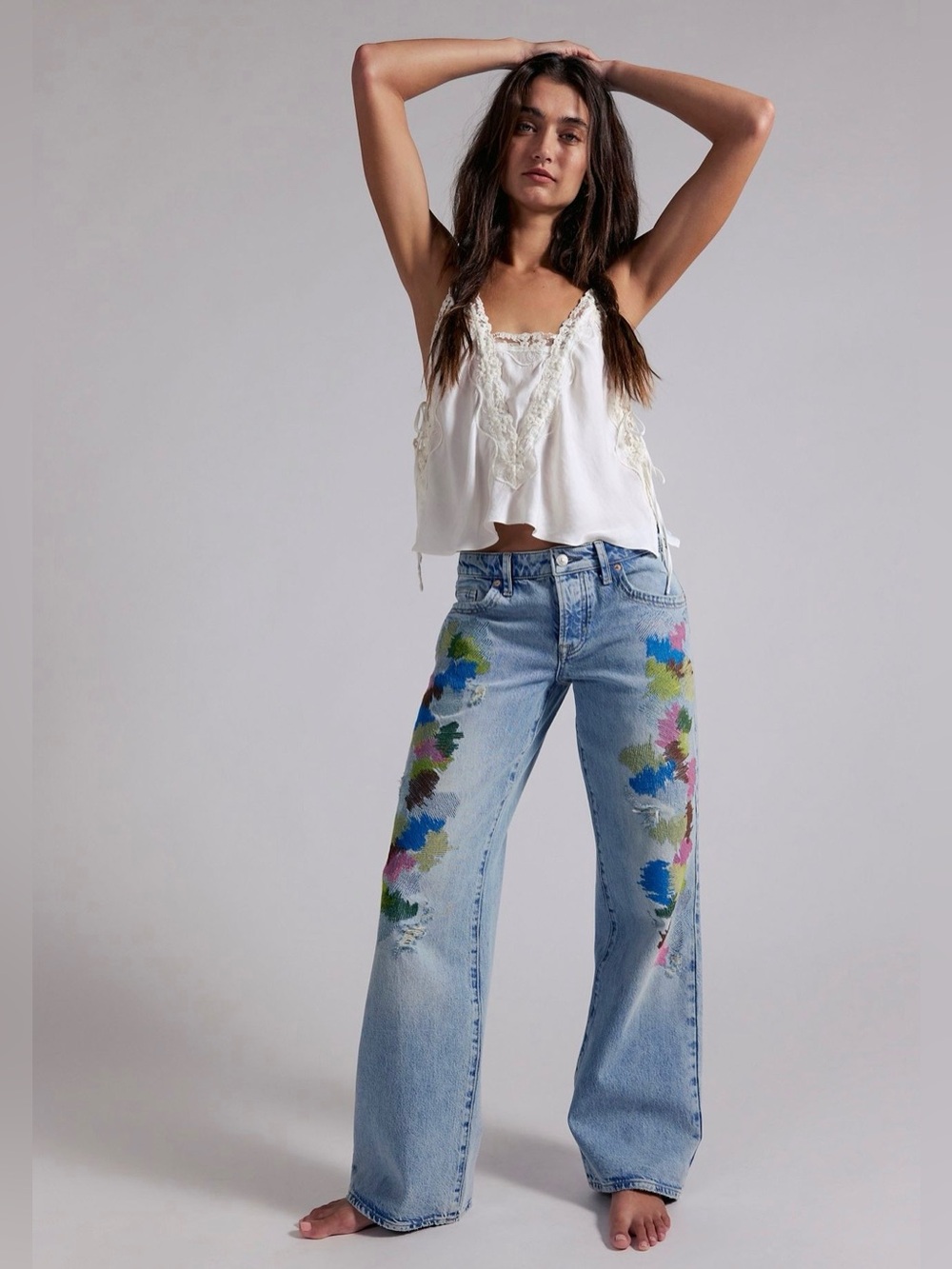 We The Free Tennessee Low Rise Embroidered Boyfriend Jeans~ Dream Circuit